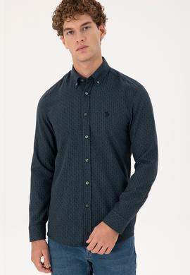 Erkek Koyu Yeşil Uzun Kollu Gömlek - 50291388016