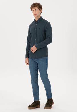 Erkek Koyu Yeşil Uzun Kollu Gömlek - 50291388016