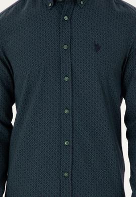 Erkek Koyu Yeşil Uzun Kollu Gömlek - 50291388016