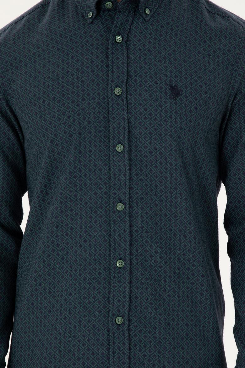 Erkek Koyu Yeşil Uzun Kollu Gömlek - 50291388016