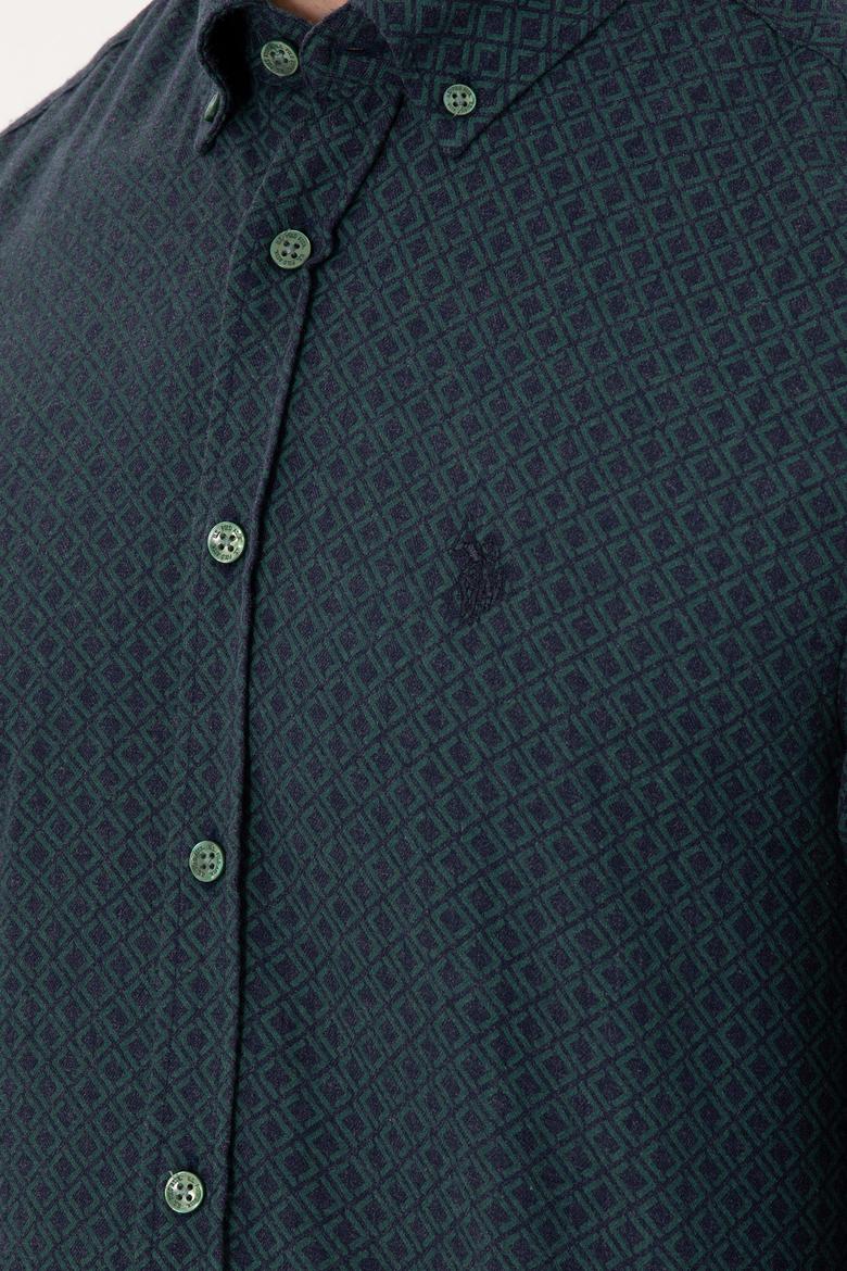 Erkek Koyu Yeşil Uzun Kollu Gömlek - 50291388016