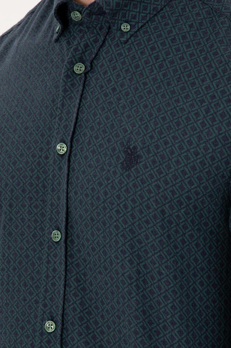 Erkek Koyu Yeşil Uzun Kollu Gömlek