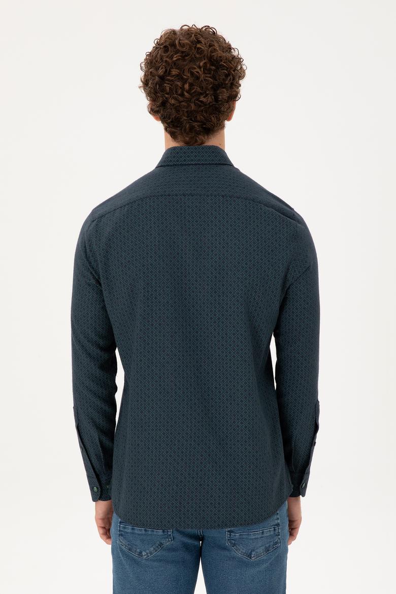 Erkek Koyu Yeşil Uzun Kollu Gömlek - 50291388016