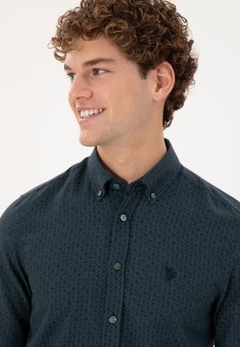 Erkek Koyu Yeşil Uzun Kollu Gömlek - 50291388016