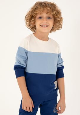 Erkek Çocuk İndigo Bisklet Yaka Sweatshirt - 50293549019