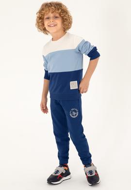 Erkek Çocuk İndigo Bisklet Yaka Sweatshirt - 50293549019