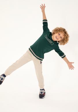 Erkek Çocuk Koyu Yeşil Bisiklet Yaka Sweatshirt - 50293608042