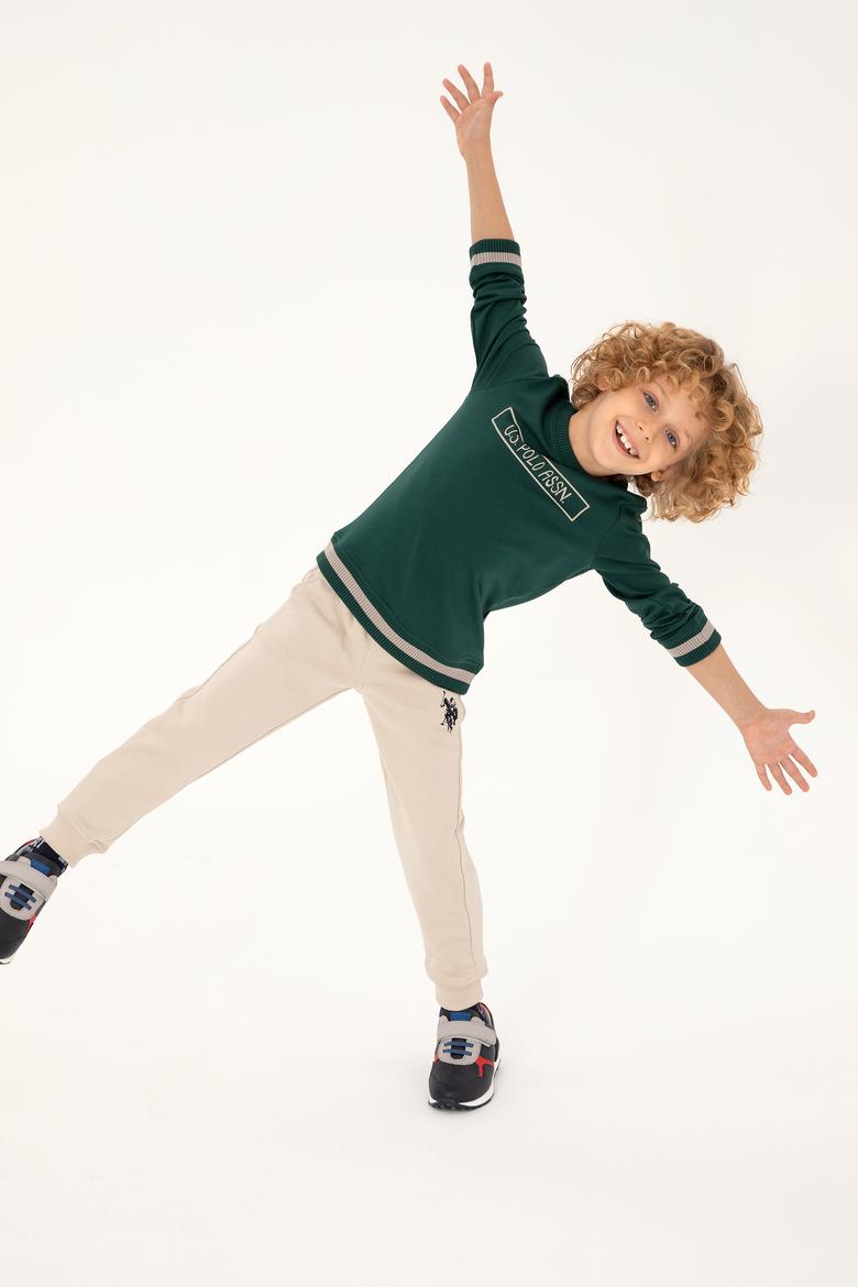 Erkek Çocuk Koyu Yeşil Bisiklet Yaka Sweatshirt - 50293608042