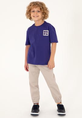 Erkek Çocuk Mor Oversize Bisiklet Yaka Tişört - 50295447141