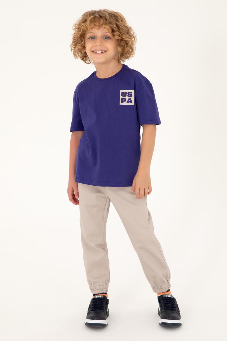 Erkek Çocuk Mor Oversize Bisiklet Yaka Tişört - 50295447141