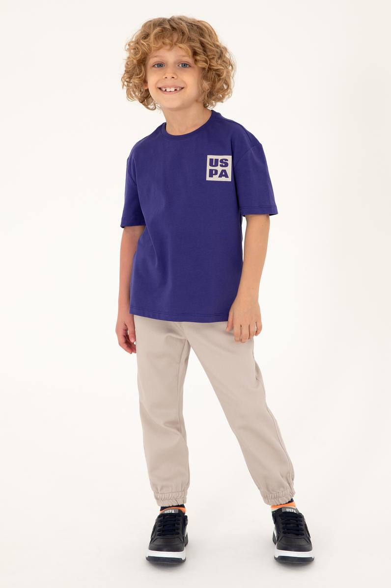 Erkek Çocuk Mor Oversize Bisiklet Yaka Tişört