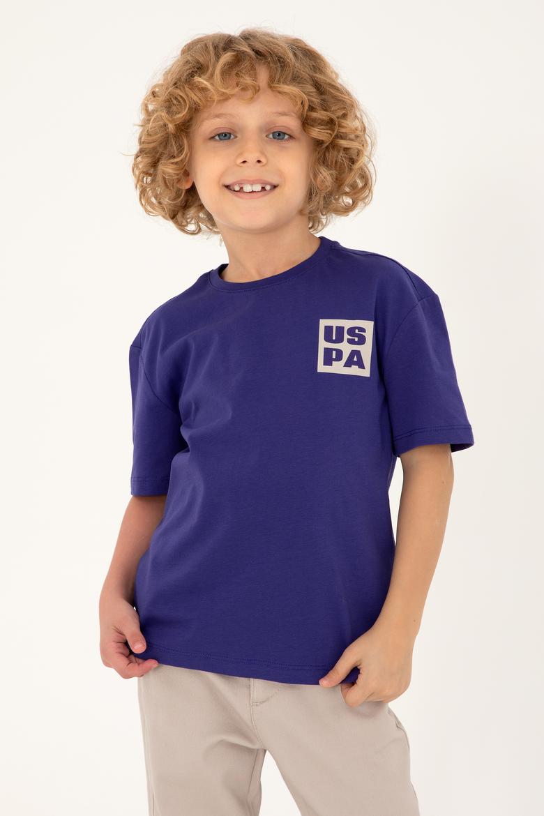 Erkek Çocuk Mor Oversize Bisiklet Yaka Tişört