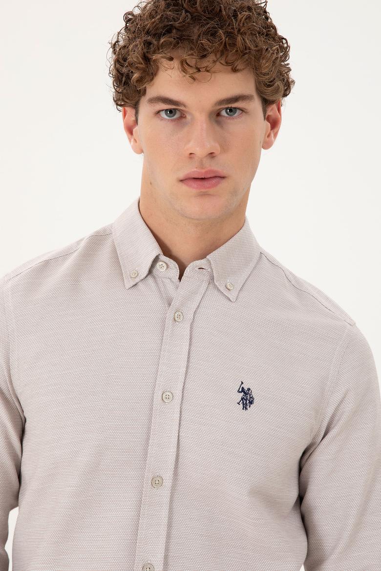 Erkek Kum Uzun Kollu Gömlek - 50296603016