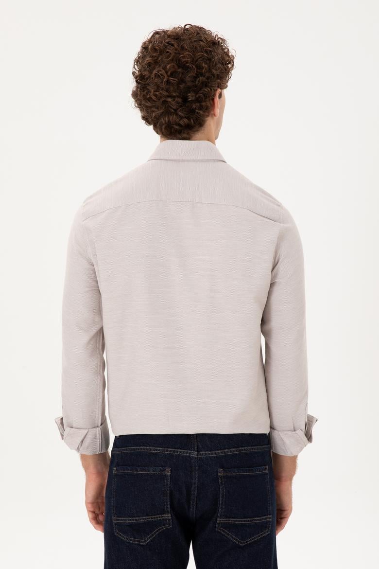 Erkek Kum Uzun Kollu Gömlek - 50296603016