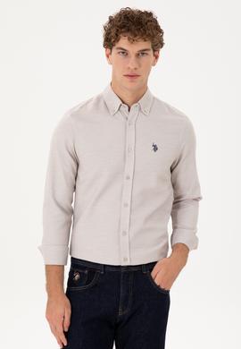 Erkek Kum Uzun Kollu Gömlek - 50296603016