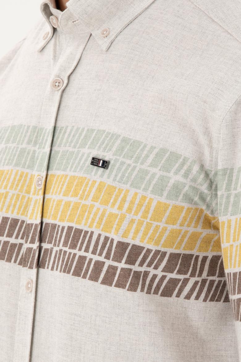 Erkek Ekru Uzun Kollu Gömlek - 50296600026