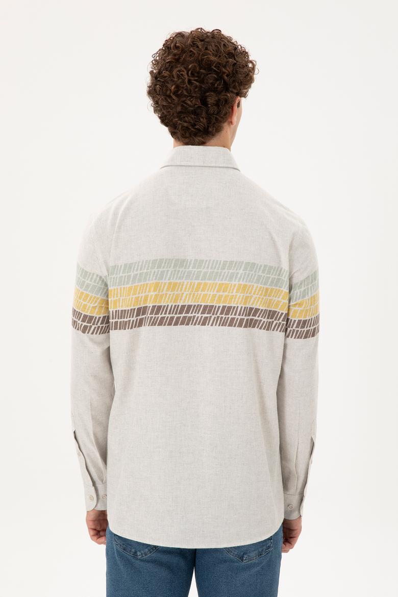 Erkek Ekru Uzun Kollu Gömlek - 50296600026