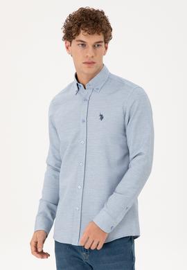 Erkek Saks Uzun Kollu Gömlek - 50296603005