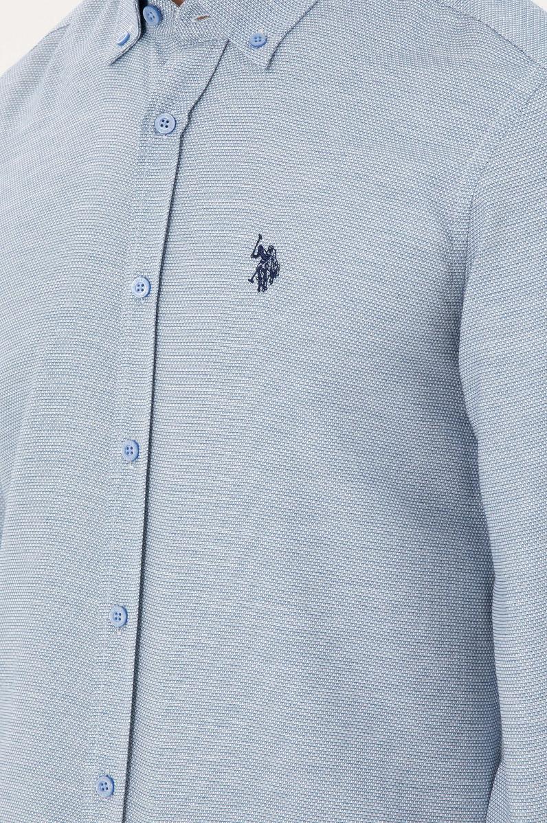 Erkek Saks Uzun Kollu Gömlek