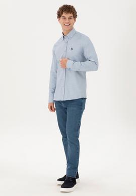 Erkek Saks Uzun Kollu Gömlek - 50296603005