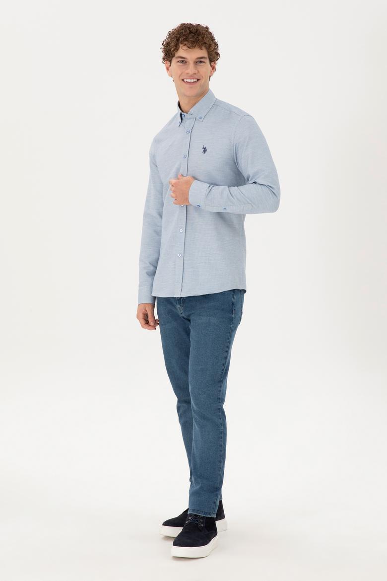 Erkek Saks Uzun Kollu Gömlek - 50296603005