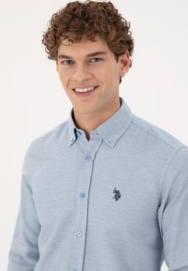 Erkek Saks Uzun Kollu Gömlek - 50296603005