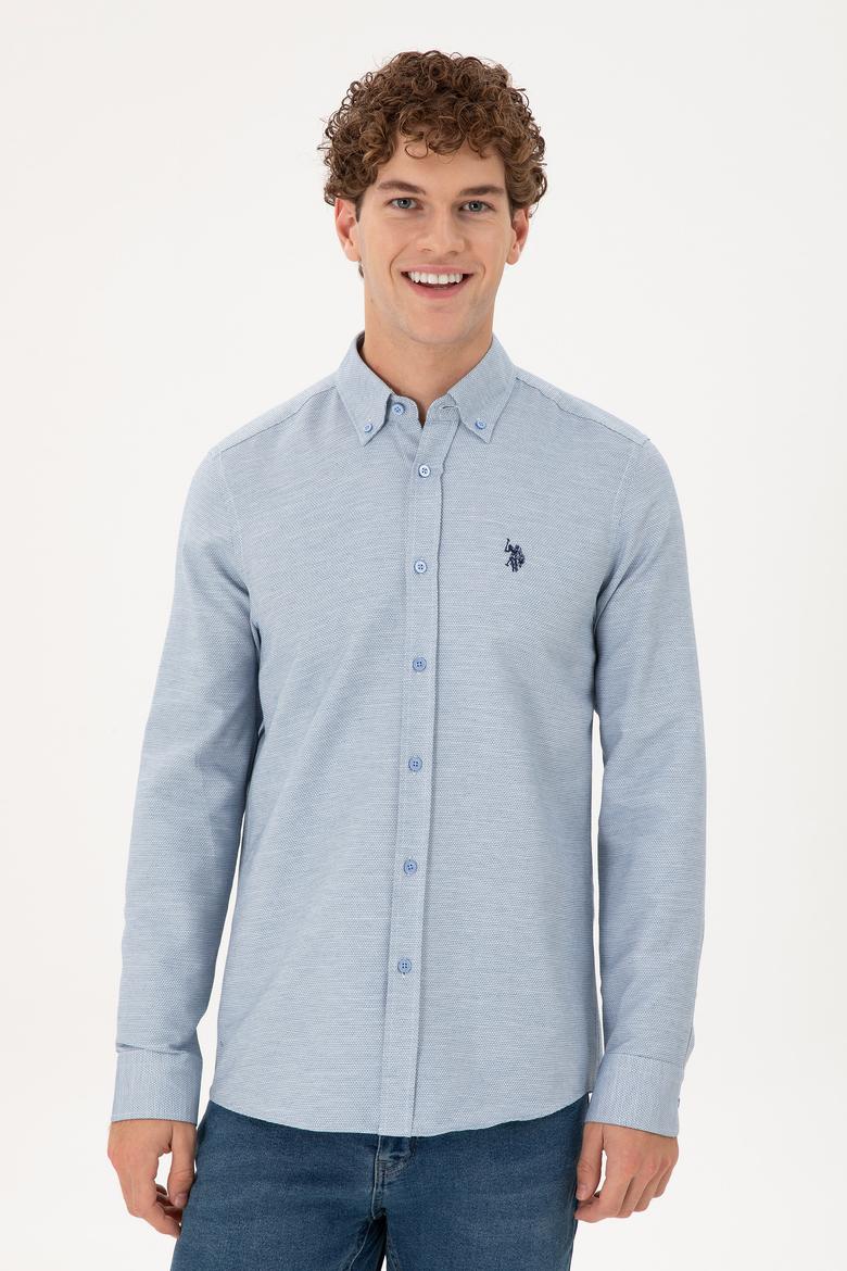 Erkek Saks Uzun Kollu Gömlek - 50296603005