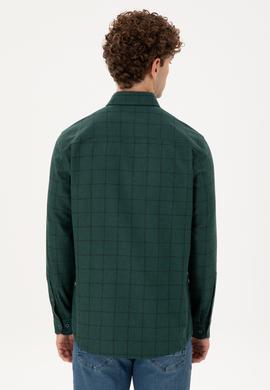 Erkek Koyu Yeşil Uzun Kollu Gömlek - 50296597043