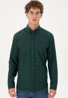 Erkek Koyu Yeşil Uzun Kollu Gömlek - 50296597043