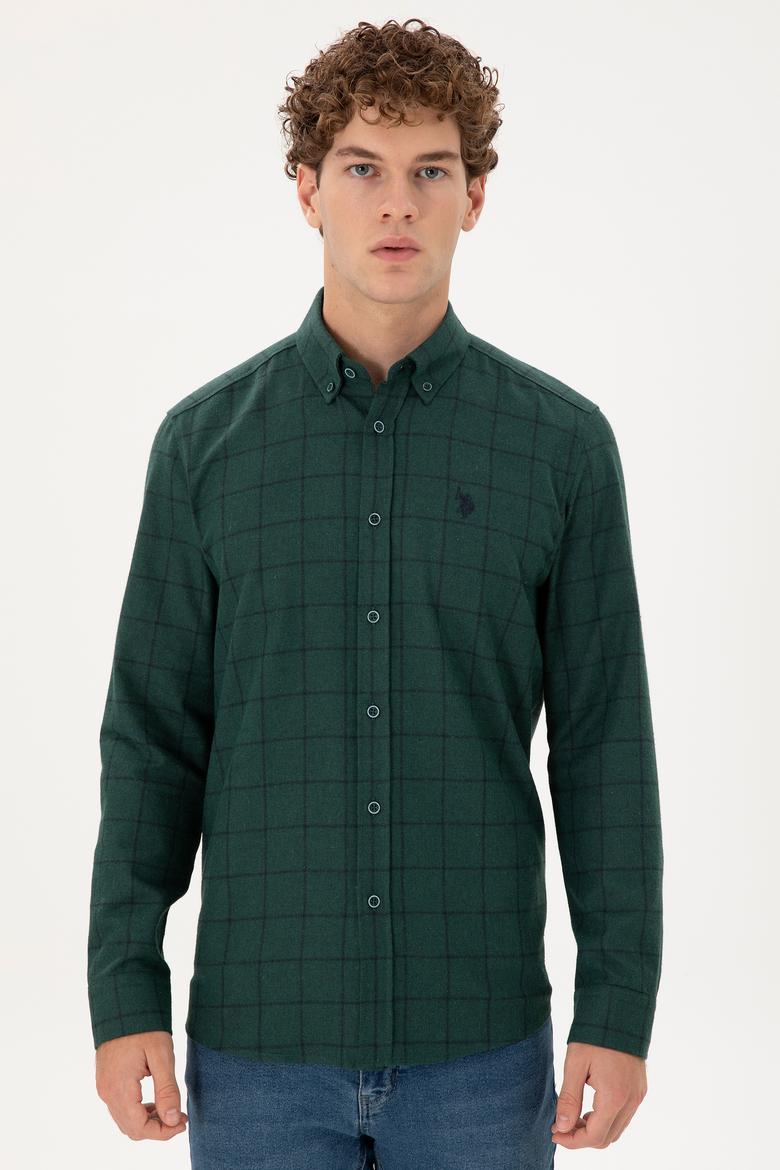 Erkek Koyu Yeşil Uzun Kollu Gömlek - 50296597043