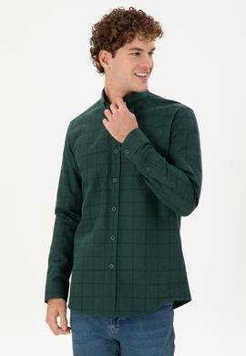 Erkek Koyu Yeşil Uzun Kollu Gömlek - 50296597043