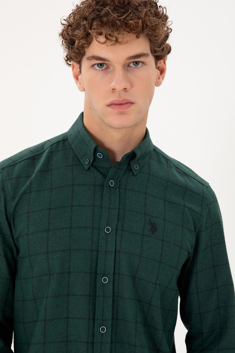 Erkek Koyu Yeşil Uzun Kollu Gömlek - 50296597043