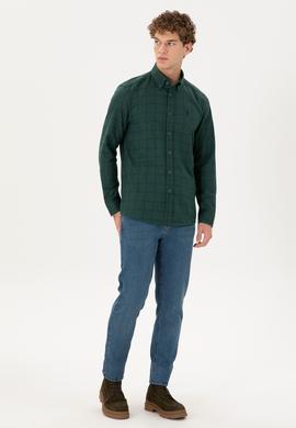Erkek Koyu Yeşil Uzun Kollu Gömlek - 50296597043