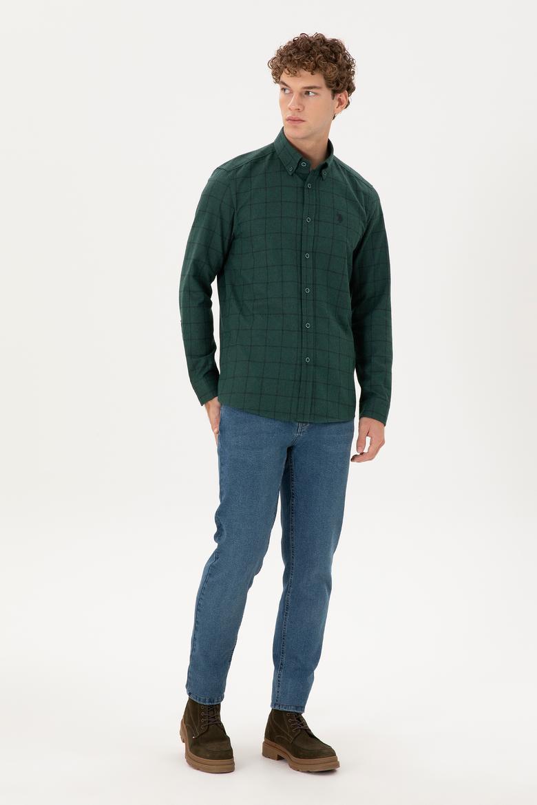 Erkek Koyu Yeşil Uzun Kollu Gömlek - 50296597043