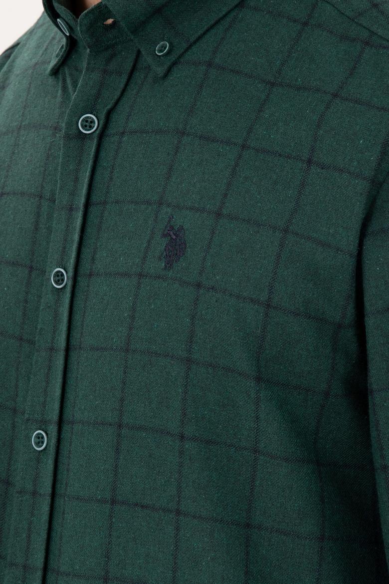 Erkek Koyu Yeşil Uzun Kollu Gömlek - 50296597043