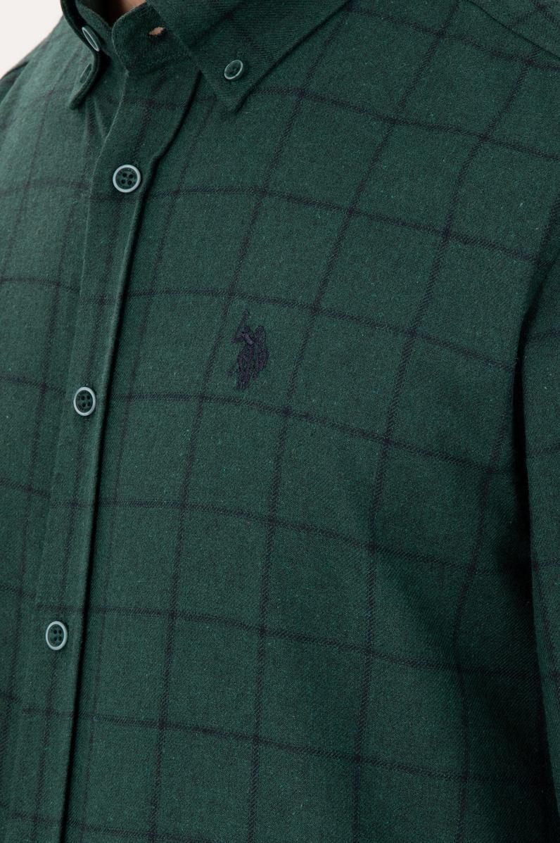 Erkek Koyu Yeşil Uzun Kollu Gömlek