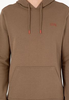 Erkek Kapüşonlu Haki Basic Şardonlu Sweatshirt - 50295176033