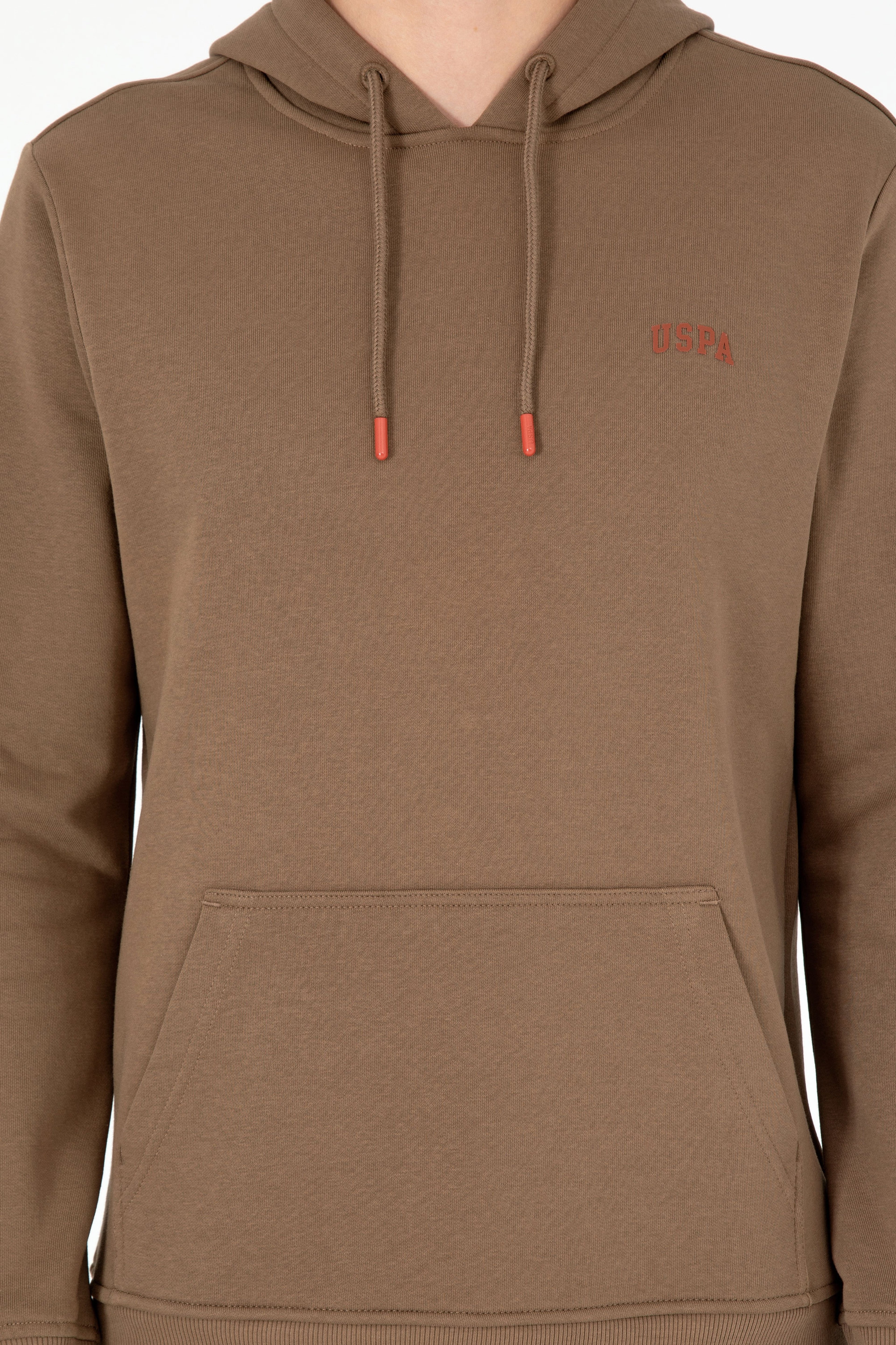 Erkek Kapüşonlu Haki Basic Şardonlu Sweatshirt - Image 6