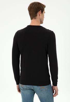 Erkek Slim Fit Bisiklet Yaka Siyah Kazak - 50297064037