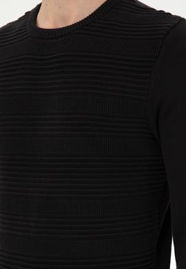 Erkek Slim Fit Bisiklet Yaka Siyah Kazak - 50297064037