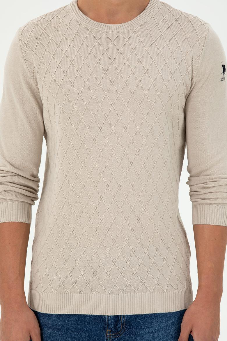 Erkek Slim Fit Bisiklet Yaka Taş Kazak - 50297055016