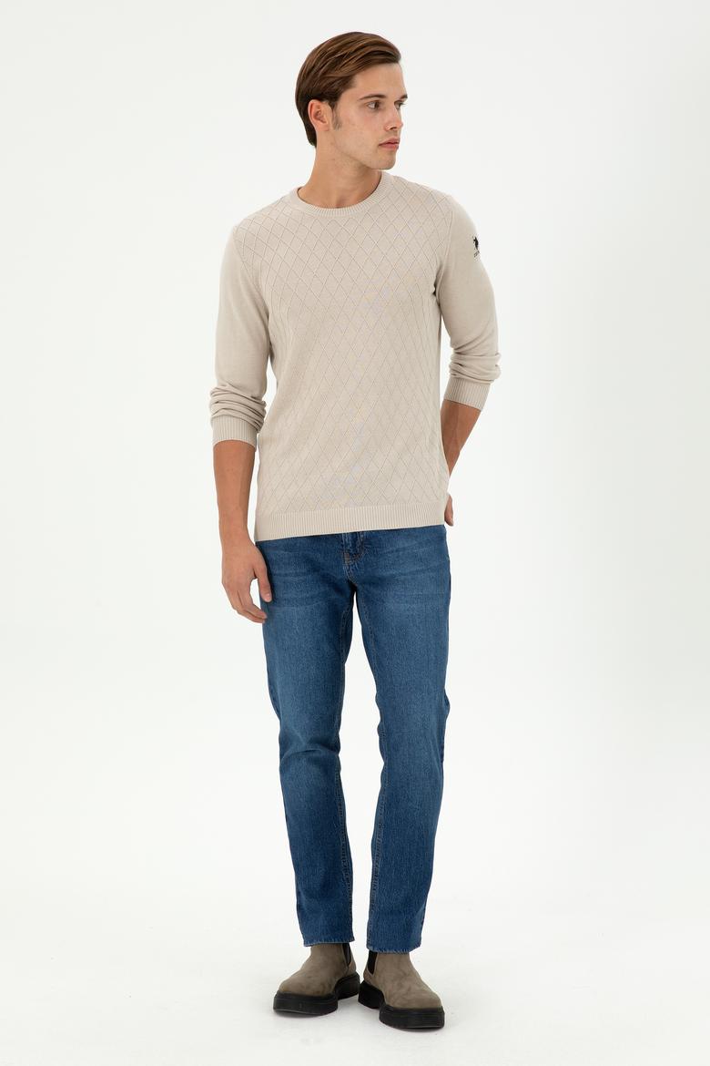 Erkek Slim Fit Bisiklet Yaka Taş Kazak - 50297055016