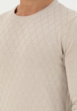 Erkek Slim Fit Bisiklet Yaka Taş Kazak - 50297055016