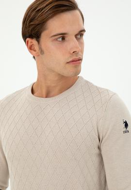 Erkek Slim Fit Bisiklet Yaka Taş Kazak - 50297055016