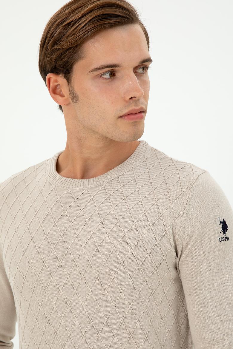 Erkek Slim Fit Bisiklet Yaka Taş Kazak - 50297055016