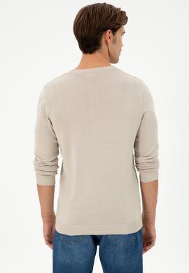 Erkek Slim Fit Bisiklet Yaka Taş Kazak - 50297055016