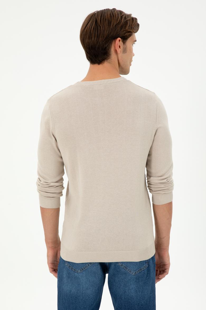 Erkek Slim Fit Bisiklet Yaka Taş Kazak - 50297055016