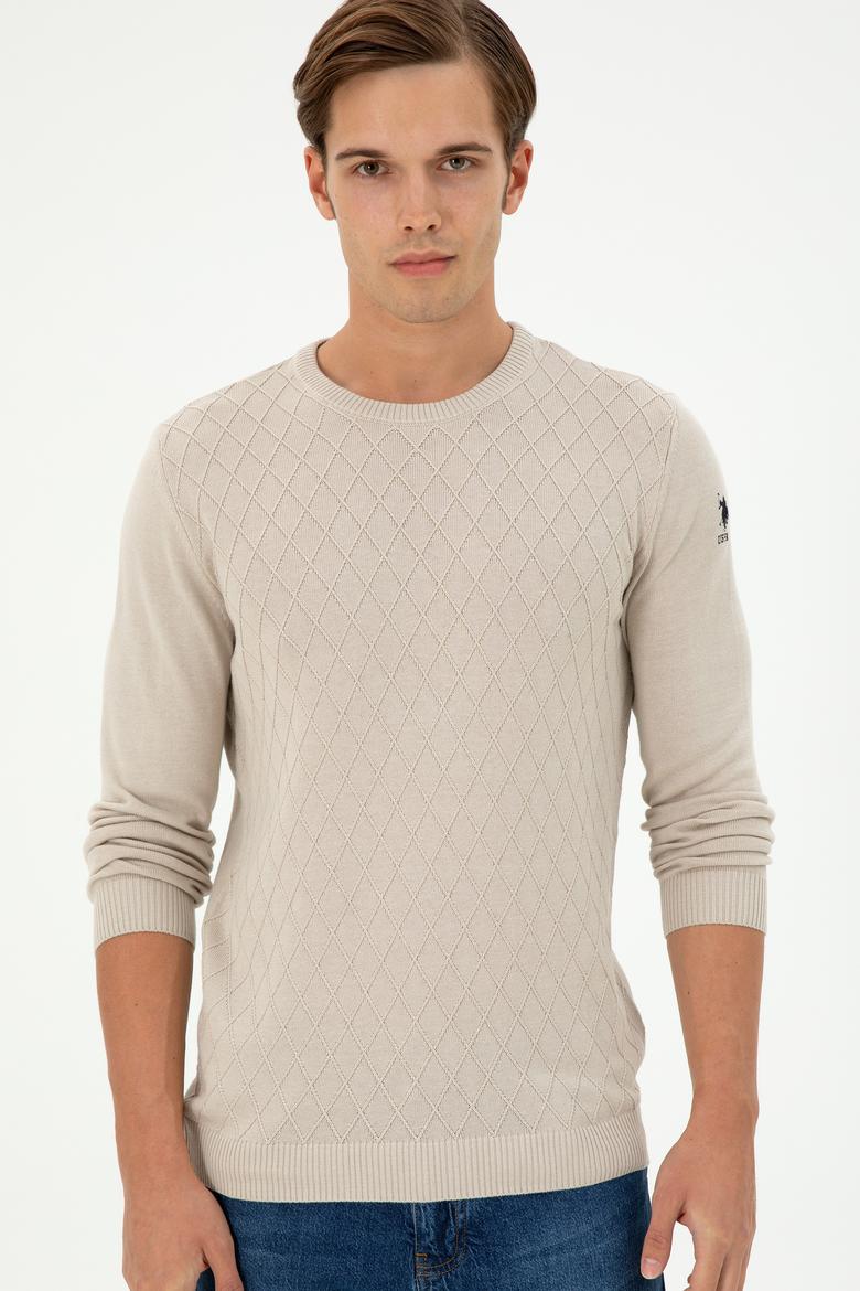 Erkek Slim Fit Bisiklet Yaka Taş Kazak - 50297055016