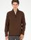Erkek Yarım Fermuarlı Kahverengi Basic Polar Sweatshirt