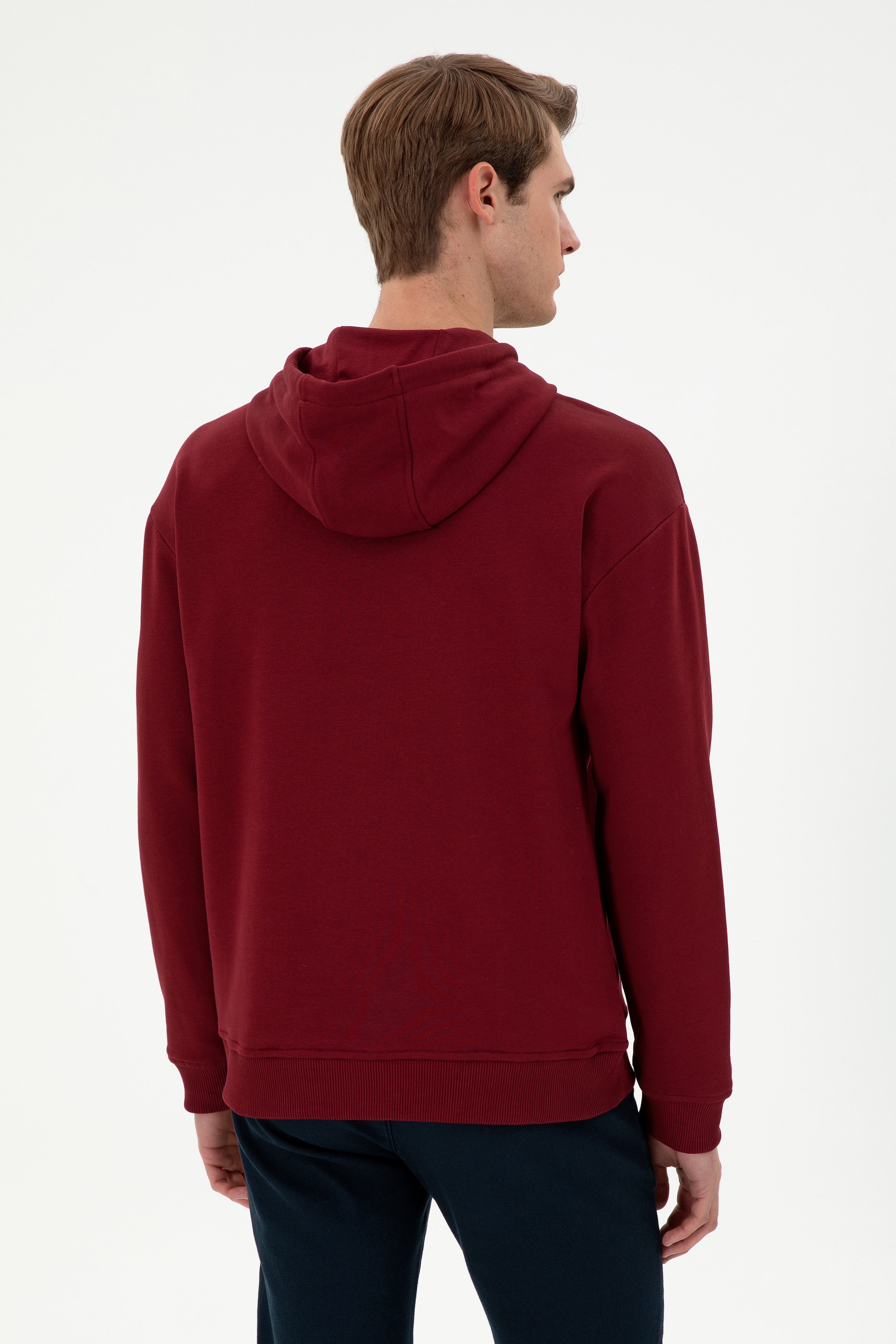 Erkek Bordo Basic Sweatshirt
